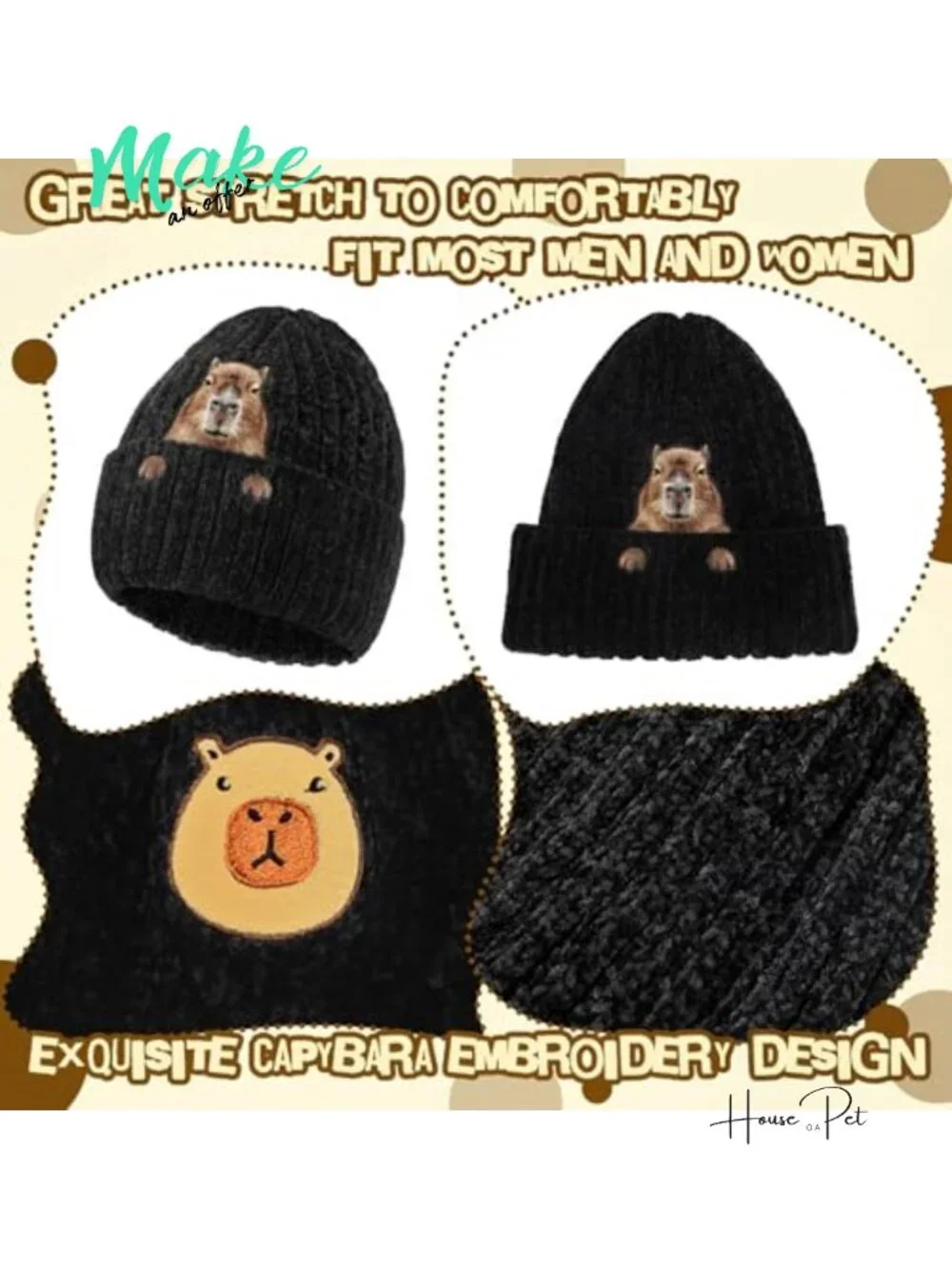 Knit Beanie Scarf Touchscreen Gloves 3 Piece Set Winter Warm